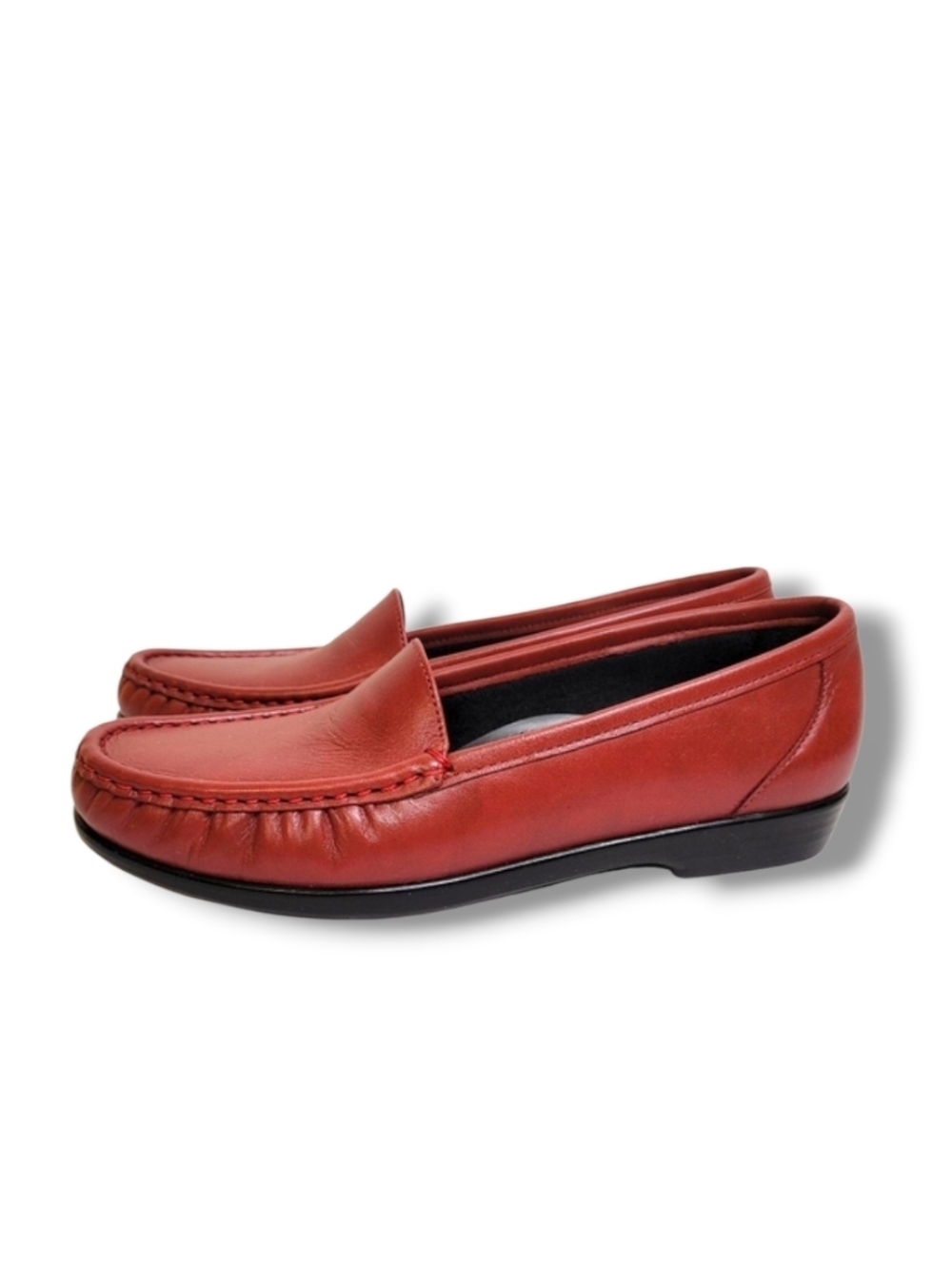 SAS Simplify Slip On Loafer 7.5N Red Leather Tripad Foot Bed Comfort Shoes